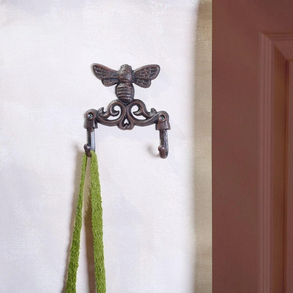 Cast Iron Bumblebee Wall Hook Rustic Bee Decor Farmhouse Garden Hook Bees
